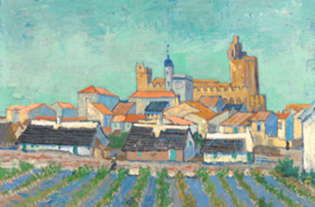 サント＝マリーの眺め ゴッホ　Vincent Van Gogh 手描き油絵複製画　模写　レプリカ 肉筆絵画